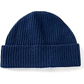 Villand 100% Cashmere Ribbed Cuffed Hat for Men, Ultra-Soft Men's Pure Cashmere Winter Ski Beanie