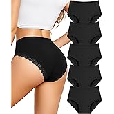 UNDER THE SEA Cotton Underwear for Women Plus Size Sexy Lace Bikini Panties Breathable Womens Cheeky Panty 5 Pack S-XXL