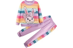 RETSUGO Little Girls 2 Piece Outfits Ruffle Sleeve Unicorn Sweatshirts Top and Leggings Set School Outfits Kids Clothing Set