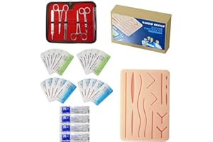 GENERIC HB Design Complete Suture Training Kit(30 Pieces),Include 3rd Generation Suture Pad with Pre-Cut Wounds,Suture Tools and Mixed Suture Thread with Needles for Students and Nurses Practicing