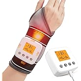 Rechargeable Wrist Heating Pad Wrap for Pain Relief, Heated Wrist Massager Heat Therapy for Carpal Tunnel Relief, Sprains, Swelling, Tendonitis Hand Pain, 3 Vibration Mode, 3 Heat Level, Auto Shut Off
