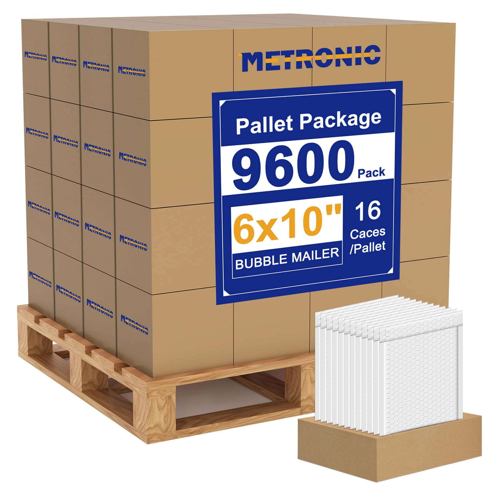 Metronic 9600 Pack Bubble Mailer 6x10 Inch White Usable Size 6x9" Waterproof Padded Envelopes,Self-Seal Bubble Mailers Cushioning for Shipping,Jewelry Makeup Supplies, Packaging Bulk, 9600PC/Pallet Image