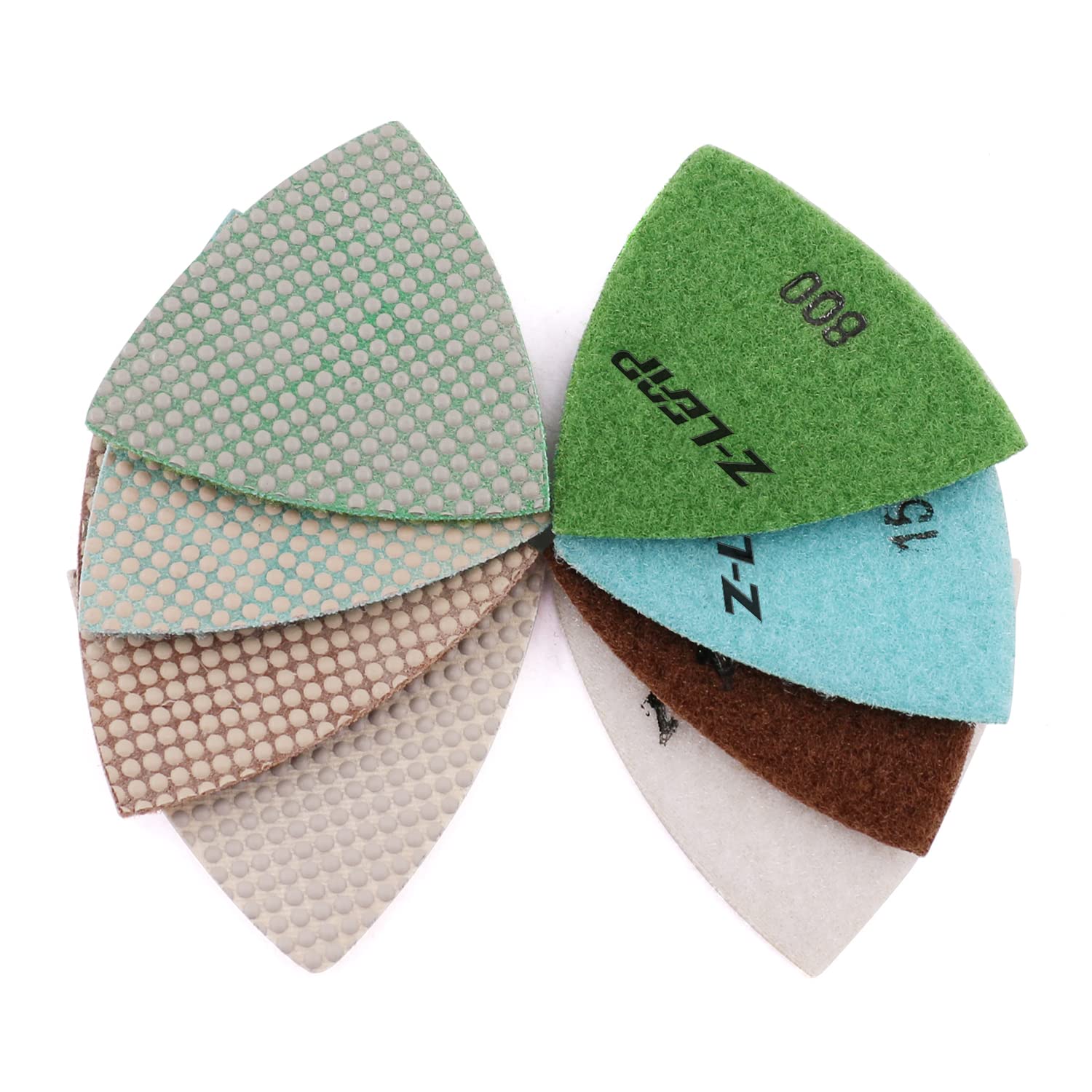 Z-LEAP Triangle Resin Sandpaper Sheet Discs Sanding Pads for for Grinding Stone Glass Ceramic 3"(80mm) Mix Grit/4pcs