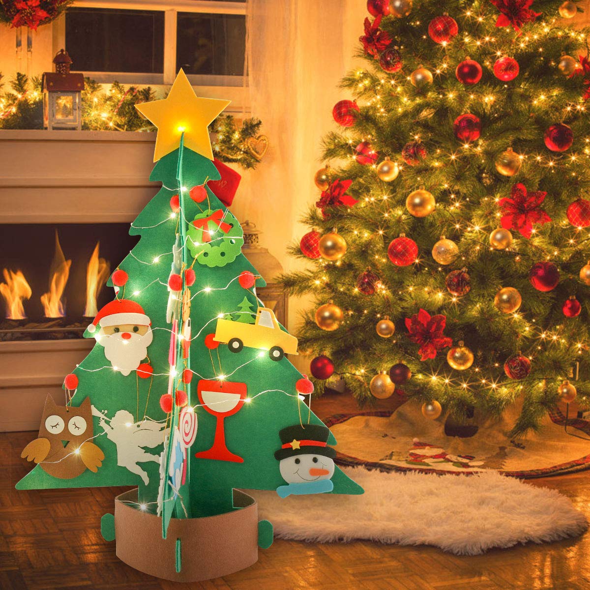 Fansport 3D DIY Felt Christmas Tree Set with 26 Pcs Xmas Ornaments for Christmas Decor, Upgraded DIY Christmas Tree for Christmas Tree for Kids Xmas Decoration