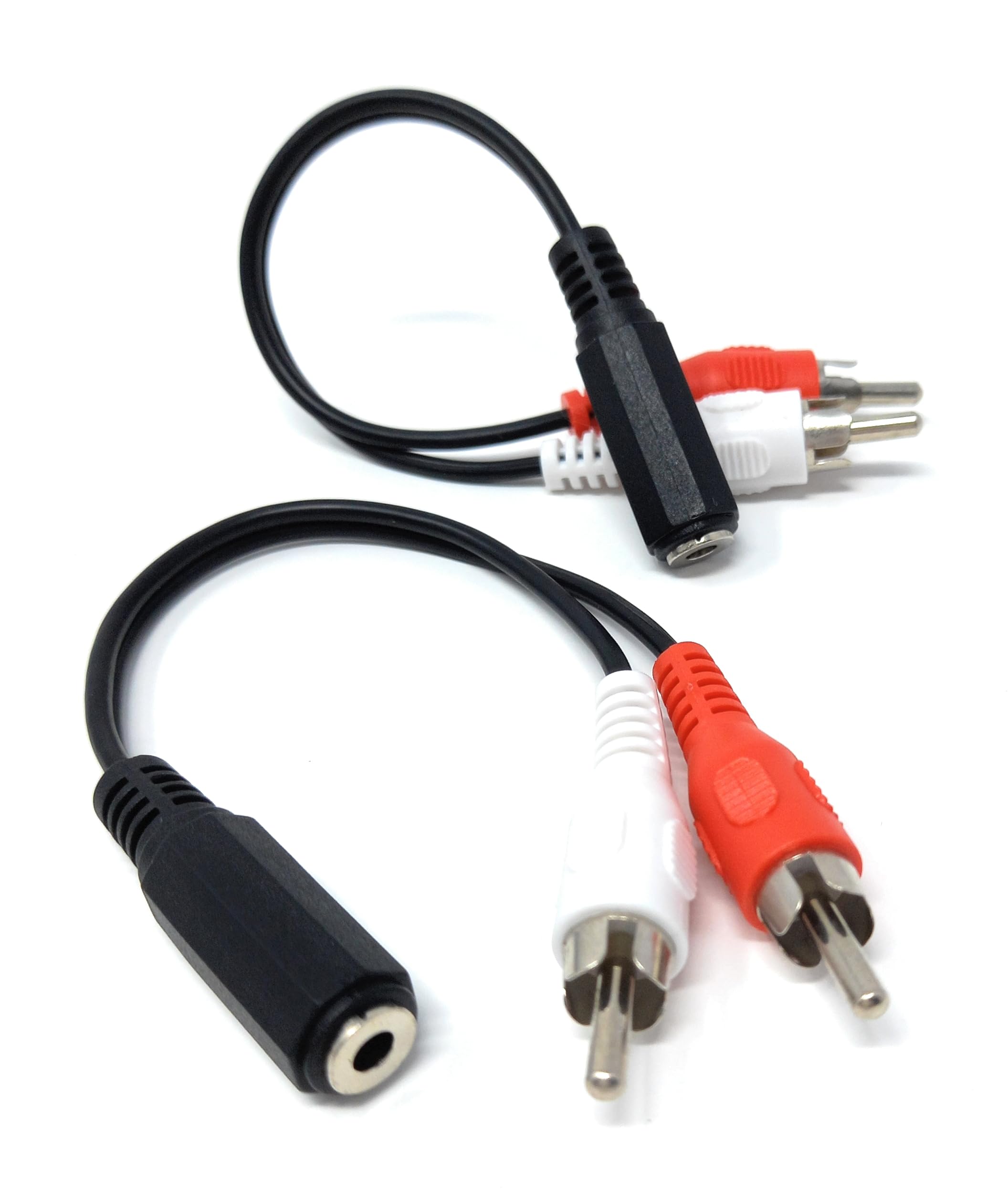 DRUT 2pcs 3.5mm Stereo Jack Socket to 2 x RCA Phono Jack Plugs Adapter AUX Splitter Cable Lead (Black)