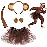 Alphatool Halloween Monkey Ears and Tail Set for Monkey Costume Accessories Girls Boys Adult Women, Cosplay Party Supplies