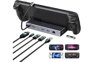 IAVKYU Steam Deck Dock 4K 60Hz, 6-in-1 Docking Station Compatible with Lenovo Legion Go, Steam Deck OLED, ASUS ROG Alloy, Steam Deck Accessories with 3 USB-A 3.0, 100W PD, 1000M RJ45, Aluminum Alloy Shell