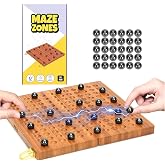 Wooden Magnetic Chess Game with 30 Piece Metal Balls, Magnet Game with Inner Storage Tray, Logical Strategy Game for Ages 6+