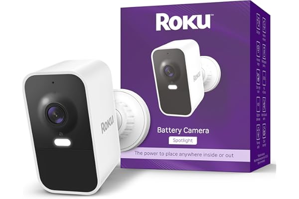 Roku Wireless Battery Security Camera 2025, Indoor/Outdoor WeatherÃ¢â‚¬â€˜Resistant 1080p HD with Motion Detection, TwoÃ¢â‚¬â€˜Way Audio, Rechargeable, WiÃ¢â‚¬â€˜Fi (Renewed)