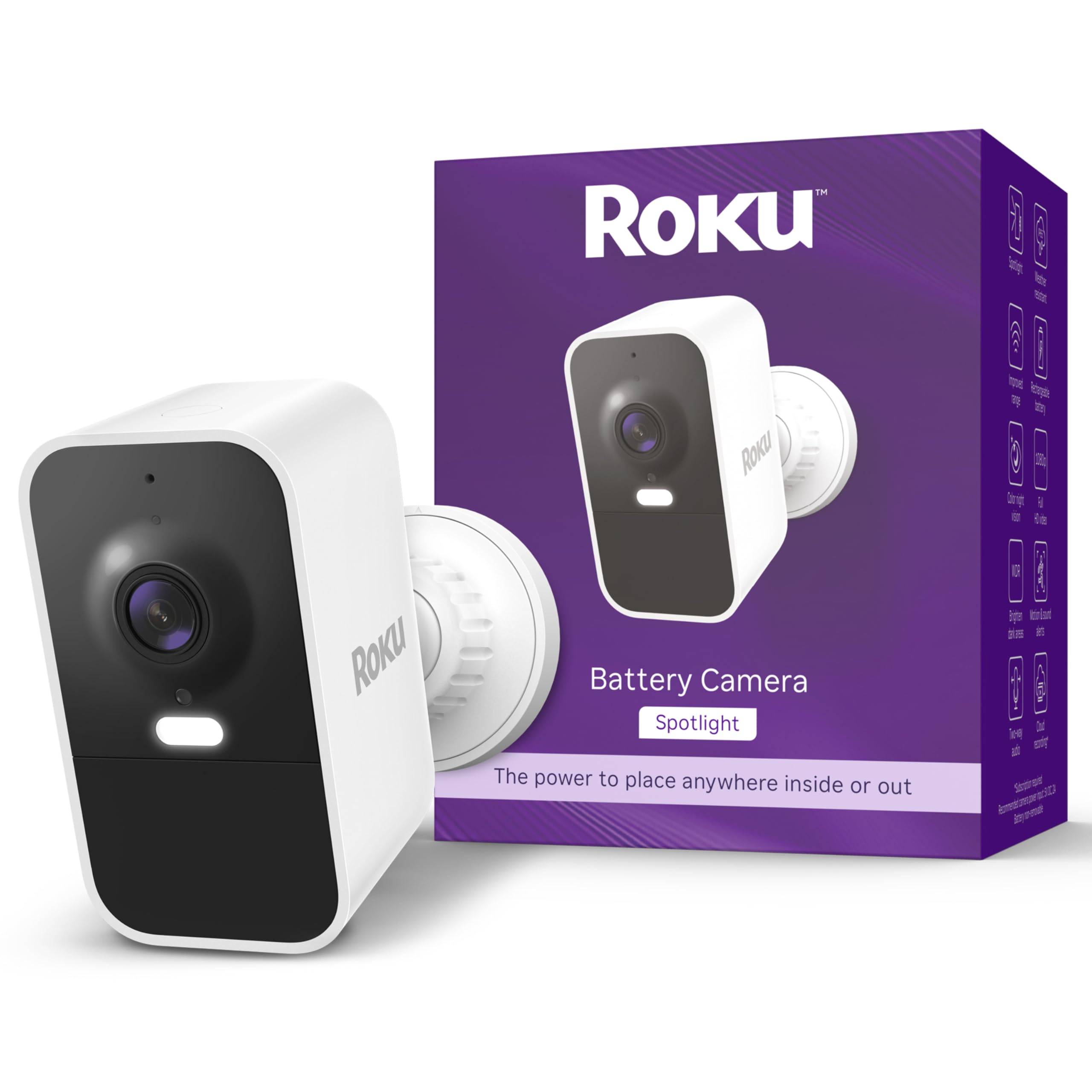 Photo 1 of Roku Battery Camera for Home Security - New 2025 Weather-Resistant Indoor & Outdoor Wireless Camera & Pet Monitor with 1080p HD & Two-Way Audio - Rechargeable, Motion Detection & Wi-Fi