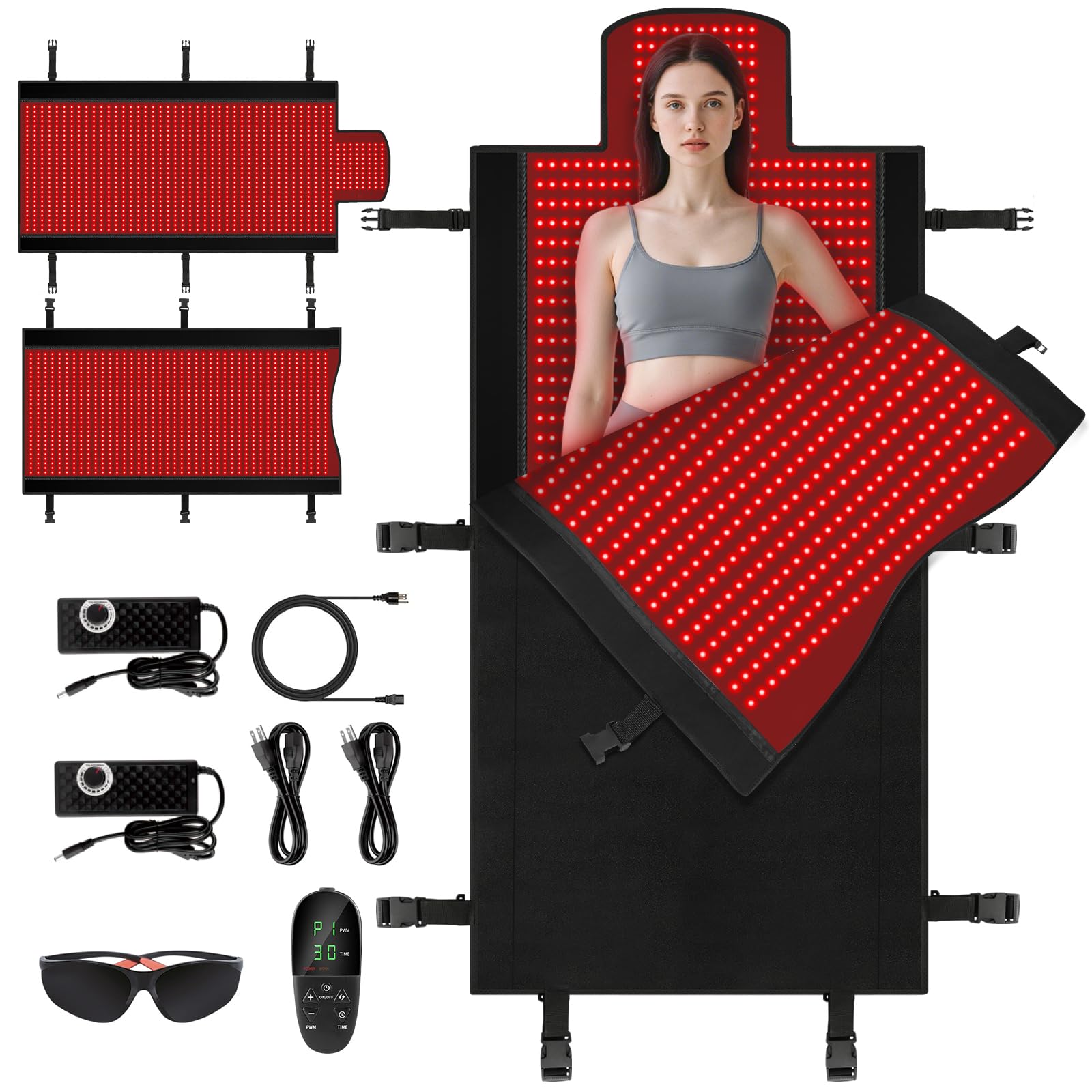 Photo 1 of 2570 LEDs Dual Full Body Red Light Therapy Mat, Red Light Therapy Blanket, 2570pcs 2in1 LEDs(660nm& 850nm), Premium Leather, Adjustable Timer & Intensity
