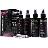 Molecule Matte Helmet Care Kit | Premium Helmet Care | Includes Anti-Fog, Matte Detailer, Refresh, Rain Repel | Cleans and Details Matte Finish Helmets, Visors, and Goggles | 4 Ounce (1 Kit)