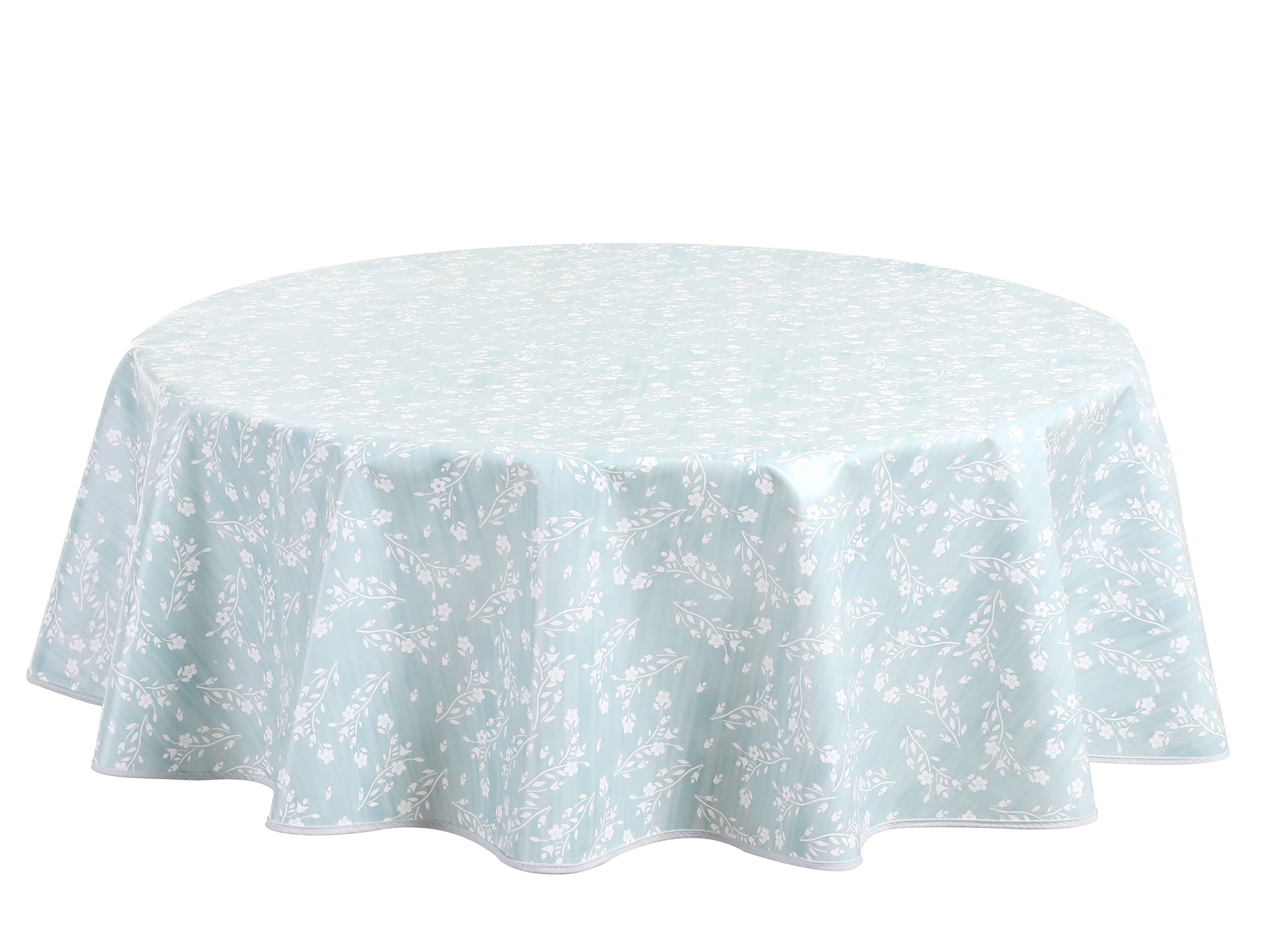 Home Direct Round Oilcloth PVC Wipe Clean Tablecloth Table Cover 140cm 55" Duck Egg Blue Green