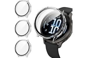Suoman 3 Pack Case for Garmin Venu 4 45mm Screen Protector, All-Around Protective PC Cover Tempered Glass Screen Protector Ca
