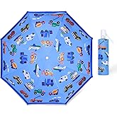 Kids Folding Umbrella Auto Open/Close Anti-rebound Safe Design UV Resistant Automatic Children Travel Umbrellas 8 Rib Reinforced Canopy 360° Reflective Strip Lightweight Cute Umbrella for Girls & Boys