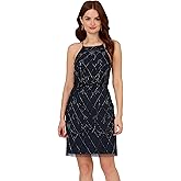 Adrianna Papell Womens Beaded Blouson Dress
