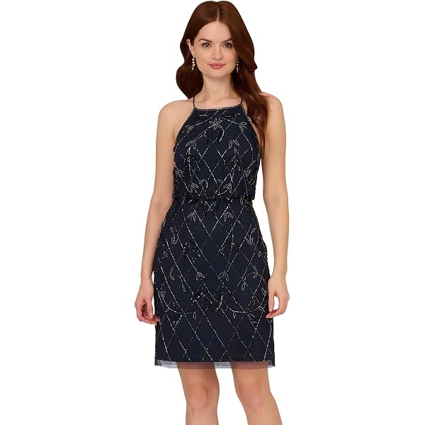 adrianna papell gunmetal beaded dress Adrianna Papell Beaded V-Neck Gown, Gunmetal Size (0)