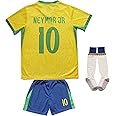 WINKIZIL 2024 Brazil #10 Copa-American Neymar Home Kids Football Soccer Jersey Shorts Socks Set Youth Sizes
