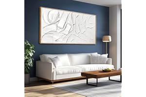 XIANSHOU Abstract Oil Painting Artwork Framed Canvas Art Maximalist Decor 24"x48" Modern Painting Wall Art Kitchen Decorations Wall White Office Decor