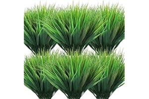 GALEBEIREN Fake Grass 20 Bundles Artificial Grass Plants UV Resistant for Outdoor - Plastic Faux Wheat Grass Greenery Shrubs for Planter Porch Windowsill Balcony Home Indoor Garden Decoration