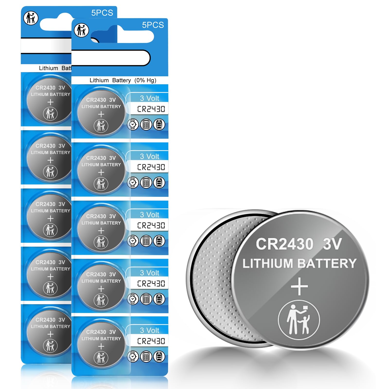 volkate CR2430 Battery, 3V Lithium Coin Battery 10