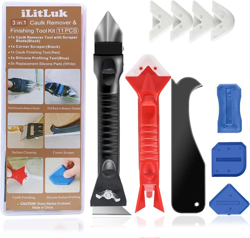 iLitLuk Caulk Tool Kit with Finishing Tips and Scrapers