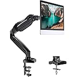 HUANUO Single Monitor Mount - Articulating Gas Spring Monitor Arm, Adjustable Monitor Stand, Vesa Mount with Clamp and Gromme