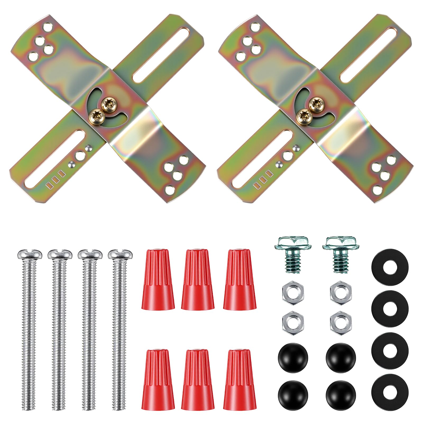 Photo 1 of 2 Pack Light Fixture Mounting Bracket Kit Adjustable Lights Mount Brackets for 4" J-Box, Lamp Crossbar Plates Set with Screw and Nuts for Wall Lights, Close to Ceiling Light, Chandelier, Pendant