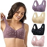 Daisy Bras for Women, Front Snap Closure Padded Bra for Older Senior Women, No Underwire Comfortable Bra