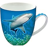 Animug Shark Coffee Mug from Deluxebase. 15 Fl Oz Animal Print Ceramic Mug. Dishwasher Shark Cup with Handle. Attractive Novelty Coffee Mugs. Funny Mugs and Cute Gifts for Kids and Adults