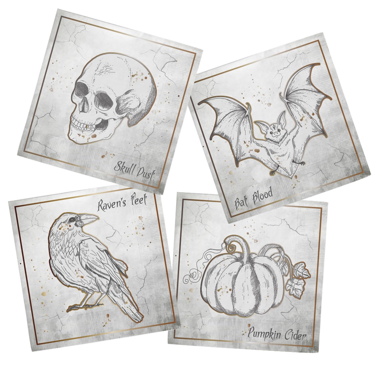 Folat 23890 Decorative Napkins Creepy Curiosities 33 x 33 cm Pack of 20 Scary Horror Decoration Decorations Haunted House & Halloween Party, White