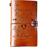 PRSTENLY Teacher Gifts Leather Journal, Teacher Appreciation Gifts | 140 Page Refillable Notebooks Valentines Day Thank You Back to School Gifts for Teacher Women Men Thanksgiving Christmas