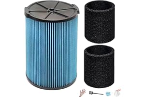 1-Pack VF5000 Filter with 2 Foam Sleeves for Ridgid Shop Vac Filter, Replacement Filter Kit Compatible with WD1450, WD0970, W