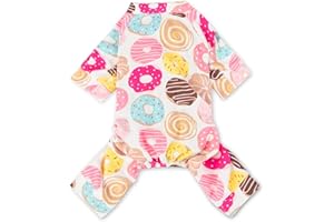 Scheppend Puppy Pajamas Dog Onesies Pet Dog Soft Pajamas Various Patterns Pet Jumpsuit 5 Styles for Small Medium Dogs Cats Pajamas (Donut, XX-Large)
