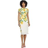 Maggy London Womens Placement Print Matte Jersey Midi Sheath Career Office Workwear Event Occasion Guest of