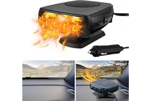 QIDOE Car Heater, 12V 150W Portable Car Demister Windshield Defogger and Defroster Fast Heating&Cooling Fans with Cigarette Lighter Plug/Ergonomic Handheld/360° Rotary Base for Car, SUV, Jeeps, Trucks, MPV