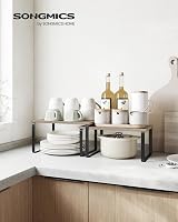 SONGMICS Spice Rack Set of 2 Expandable Kitchen Shelf Organisers Black Heather view 2