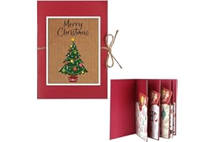 Engrowtic Christmas Gift Card Book 5 Slots Gift Postcard Sleeves Christmas Tree Money Holder Envelope Booklet for Cash Xmas Party Supplies for Teacher Office Employee Appreciation