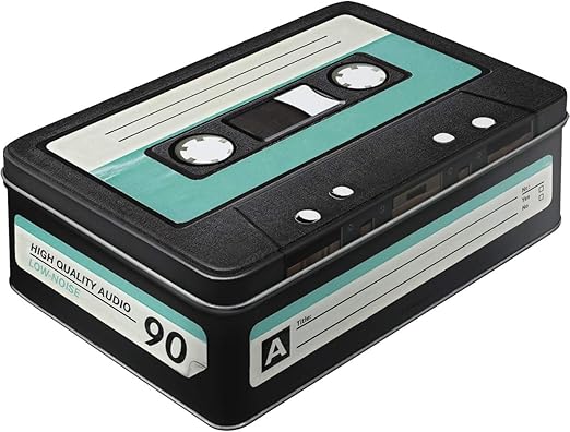 Flat Nostalgic-Art Wave 30714 Retro Cassette Storage Tin Almacenamiento