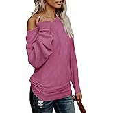 UMEKO Womens Off The Shoulder Sweater Oversized Knit Long Sleeve Sweaters Tunic Tops