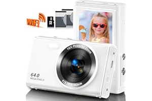 Digital Camera, Saneen 4K WiFi Kids Cameras for Photography, Compact Camera with 32GB SD Card, 16X Digital Zoom, 2.8" Big Screen, 2 Rechargeable Batteries, 4K 2.7K 1080P & 64MP 48MP 30MP-White