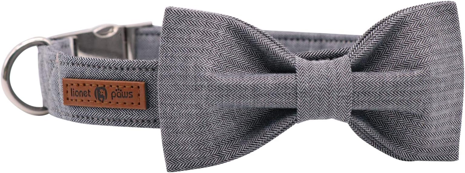 Lionet Paws Dog Collar with Bowtie, Durable Adjustable and Comfortable Collar for X-Large Dogs, Neck 16-26in