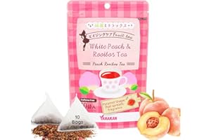 山本漢方製薬株式会社 YAMAKAN Rooibos Loose Leaf Tea Bags, Caffeine-Free with Rooibos tea loose leaf, Herbal Red tea Rich in Antioxidants with Peach Flavor, 2g x 10 Tea Bags