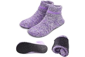 AIYUE Women Non-slip Fuzzy Slipper Socks with Waterproof Soles Rubber Bottom Grippers