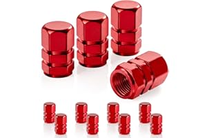 JUSTTOP Car Tire Valve Stem Caps, 12pcs Air Caps Cover, Universal for Cars, SUVs, Bike, Trucks and Motorcycles-Red