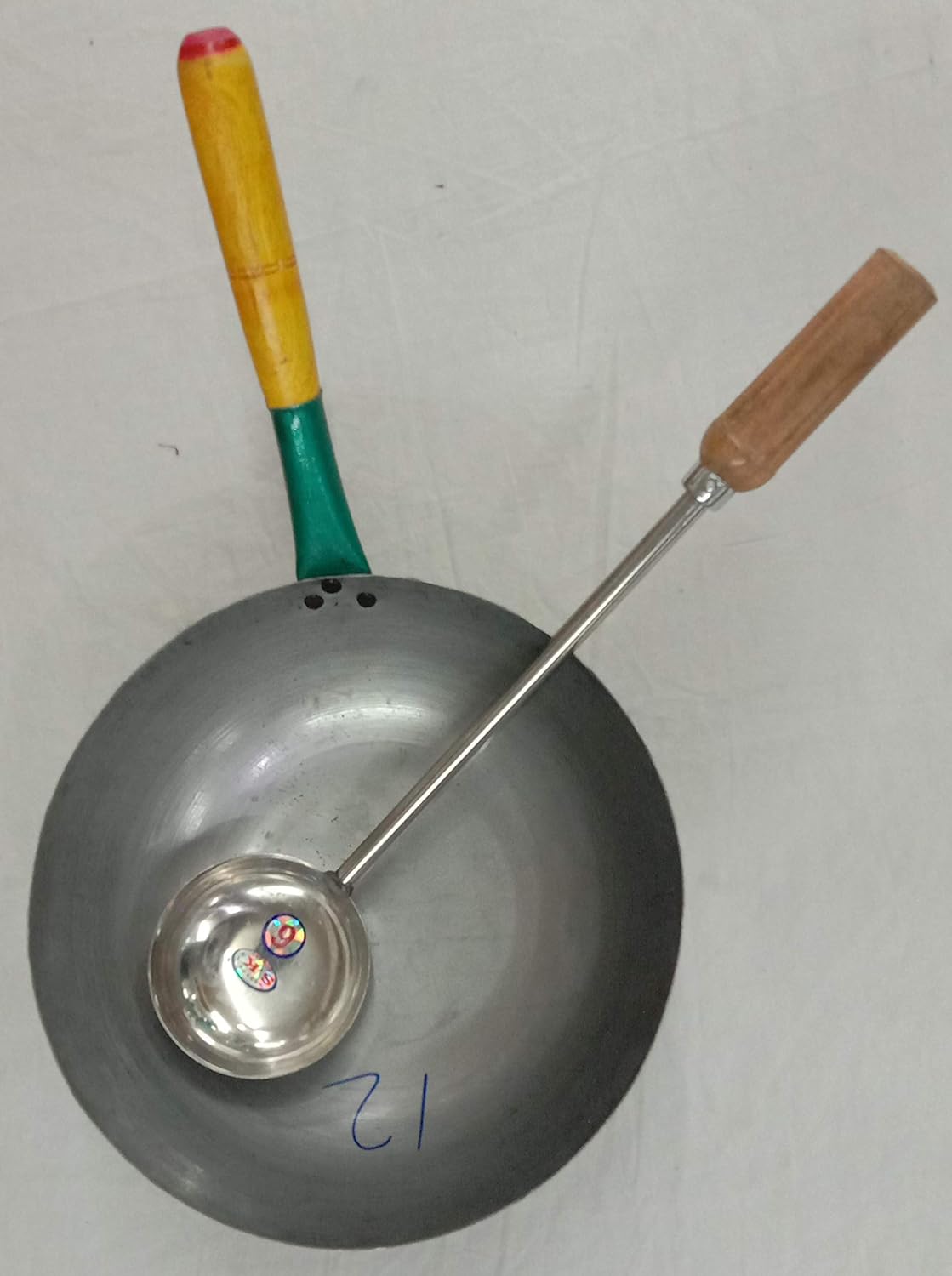 Buy SUNTOSH TRADING COMPANY 12 Inch Chinese Iron Kadai with Wooden