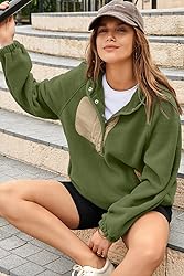 Dokotoo Sweatshirts or Women Color Block Button V