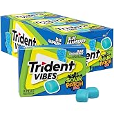 Trident Vibes BLUE RASPBERRY Sugar Free Chewing Gum, 14 Pieces (Pack of 9) | Chewing Gum with Xylitol, Pocket Packs, Perfect for Long Lasting Fresh Breath at School, Work &amp; Travel