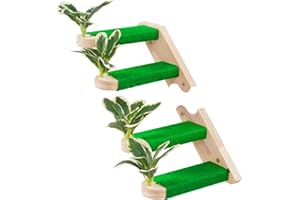 Meowoou Cat Wall Shelves,Modern & Durable 4 Steps Sisal Rope Stairs & Perch for Cat Climbing Wall Systems with Leaves Left Step Green