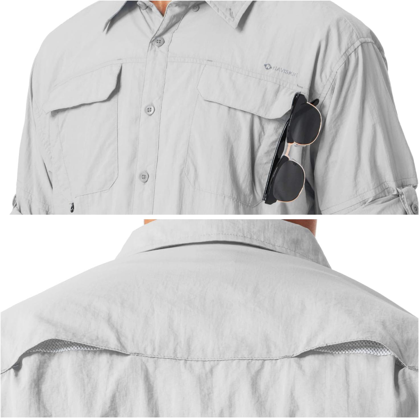 Naviskin Men's UPF 50+ Sun Protection Outdoor Long Sleeve Shirt Lightweight Quick-Dry Cooling Fishing Shirts : Clothing